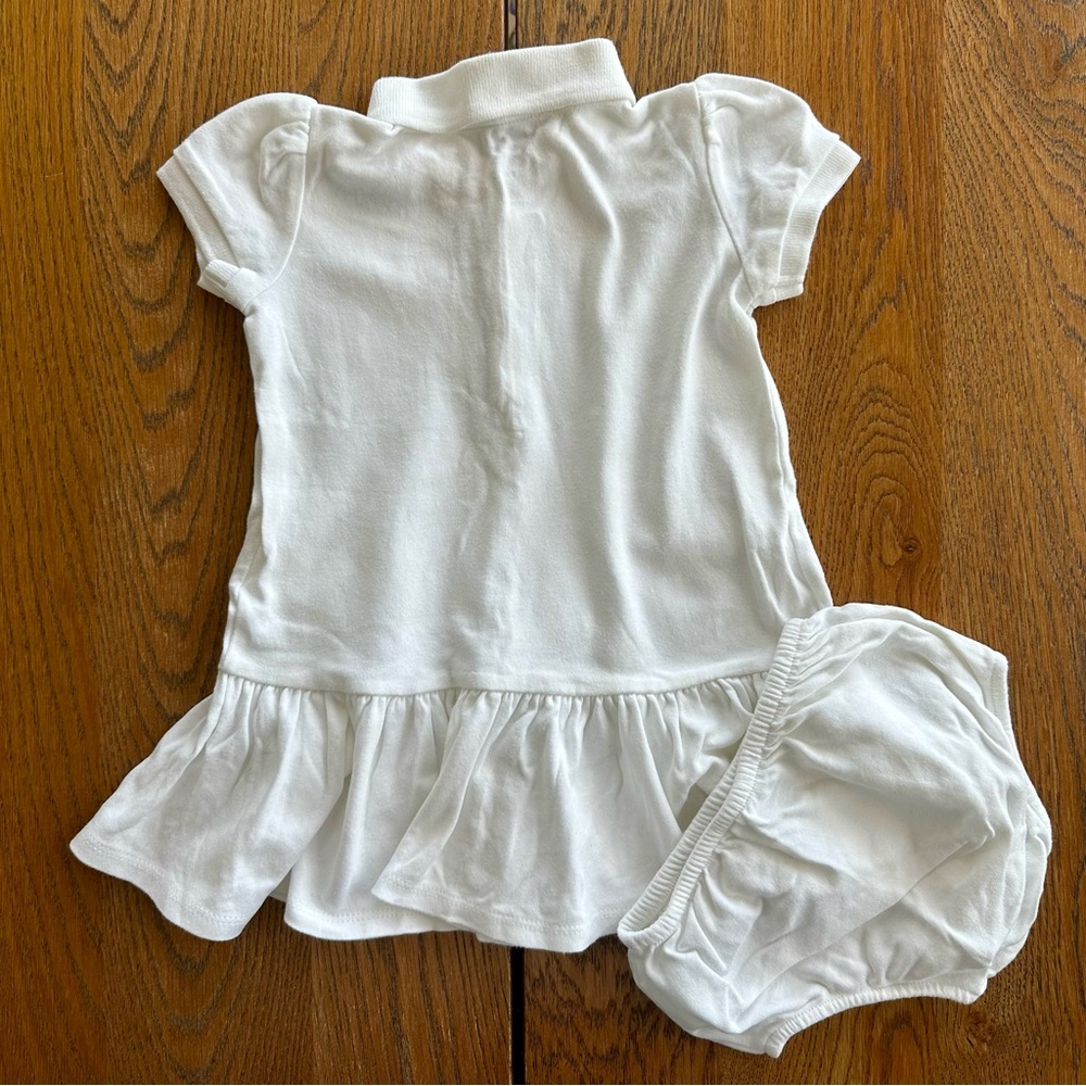 Ralph Lauren White Polo Dress with Pink Embroidery | Size 12M - Picture 2 of 2